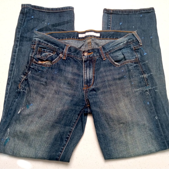 Old Navy Jeans Distressed Stonewash Stylish Paint Splatter Denim Size 8 - Picture 1 of 15